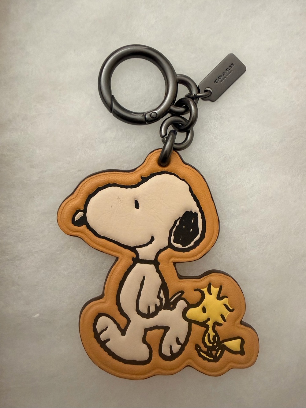 Coach Snoopy & Woodstock lLeather Keychain -RARE